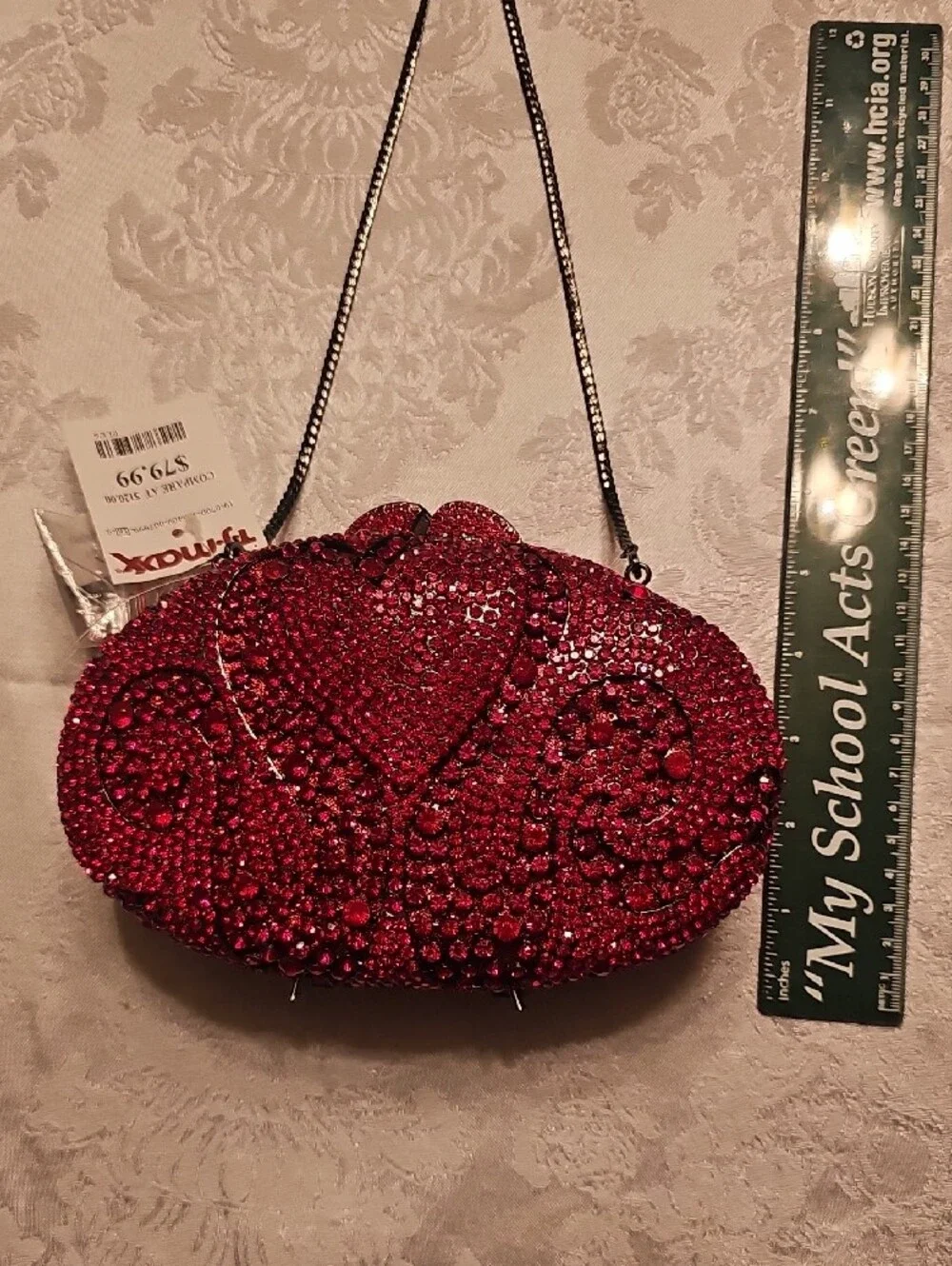 Red Crystal Embellished Oval Clutch - NWT Women Accessories